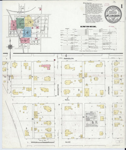 Sanborn Fire Insurance Map from Mcleansboro, Hamilton County, Illinois (1910), Sheet #0001 - Historic Sanborn Fire Insurance Map Print, vintage old map wall art, antique decor, genealogy gift, Illinois Illinois map