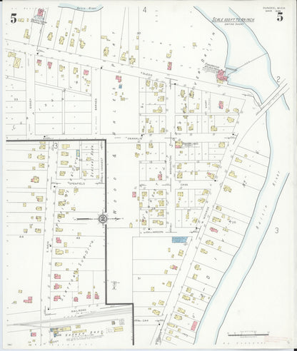 Sanborn Fire Insurance Map from Dundee, Monroe County, Michigan (1938), Sheet #0005 - Historic Sanborn Fire Insurance Map Print, vintage old map wall art, antique decor, genealogy gift, Michigan Michigan map