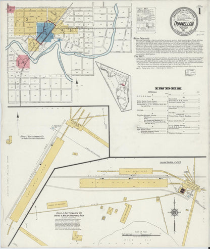 Sanborn Fire Insurance Map from Dunnellon, Marion County, Florida (1917), Sheet #0001 - Complete Map Set gallery image, historic Sanborn map, vintage wall art, Florida Florida