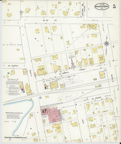 Sanborn Fire Insurance Map from Mountain Grove, Wright County, Missouri (1915), Sheet #0005 - Complete Map Set gallery image, historic Sanborn map, vintage wall art, Missouri Missouri