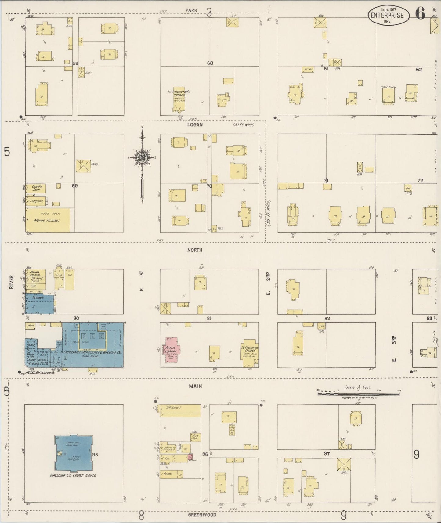 Sanborn Fire Insurance Map from Enterprise, Wallowa County, Oregon (1917), Sheet #0006 - Complete Map Set gallery image, historic Sanborn map, vintage wall art, Oregon Oregon
