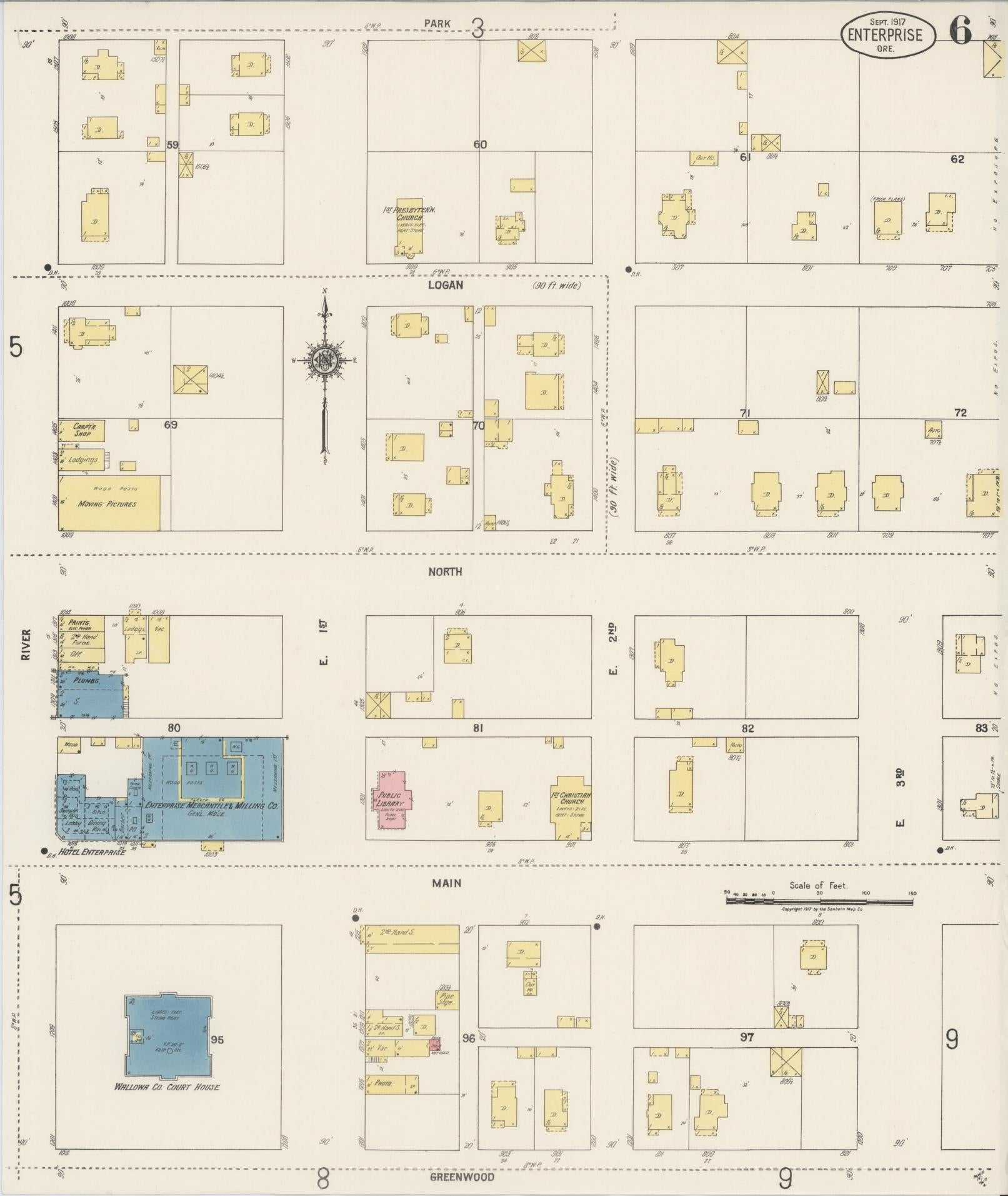 Sanborn Fire Insurance Map from Enterprise, Wallowa County, Oregon (1917), Sheet #0006 - Complete Map Set gallery image, historic Sanborn map, vintage wall art, Oregon Oregon