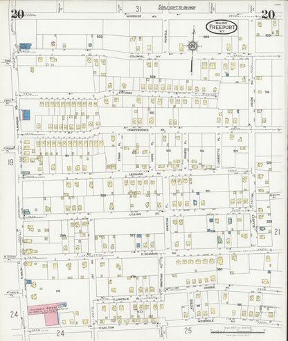 Sanborn Fire Insurance Map from Freeport, Nassau County, New York (1925), Sheet #0020 - Complete Map Set gallery image, historic Sanborn map, vintage wall art, New York New York
