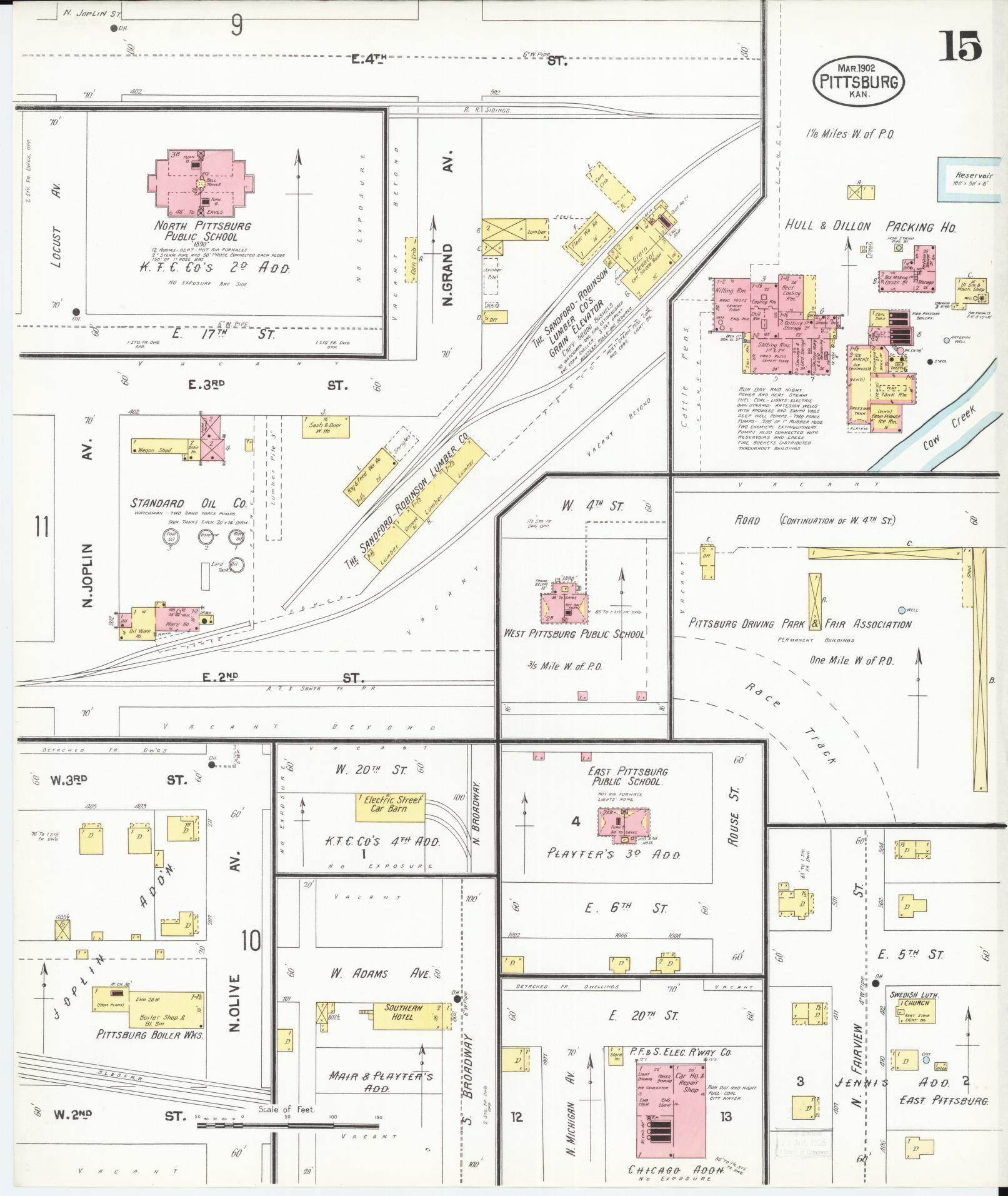 Sanborn Fire Insurance Map from Pittsburg, Crawford County, Kansas (1902), Sheet #0015 - Complete Map Set gallery image, historic Sanborn map, vintage wall art, Kansas Kansas
