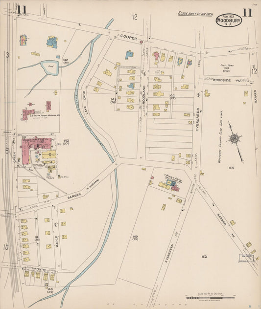 Sanborn Fire Insurance Map from Woodbury, Gloucester County, New Jersey (1923), Sheet #0011 - Historic Sanborn Fire Insurance Map Print, vintage old map wall art, antique decor, genealogy gift, New Jersey New Jersey map