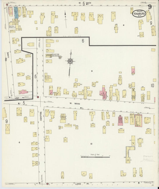 Sanborn Fire Insurance Map from Hamburg, Erie County, New York (1913), Sheet #0009 - Historic Sanborn Fire Insurance Map Print, vintage old map wall art, antique decor, genealogy gift, New York New York map