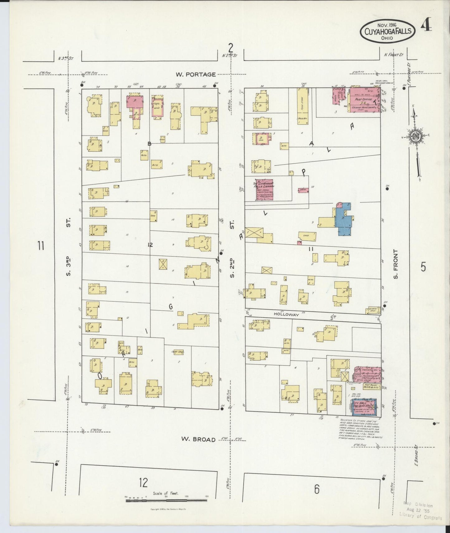 Sanborn Fire Insurance Map from Cuyahoga Falls, Summit County, Ohio (1916), Sheet #0004 - Complete Map Set gallery image, historic Sanborn map, vintage wall art, Ohio Ohio