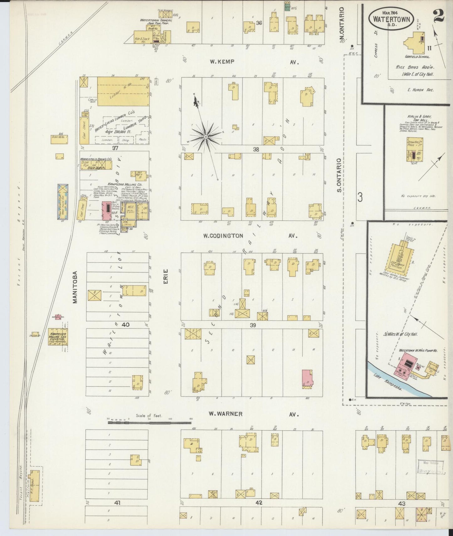 Sanborn Fire Insurance Map from Watertown, Codington County, South Dakota (1904), Sheet #0002 - Complete Map Set gallery image, historic Sanborn map, vintage wall art, South Dakota South Dakota
