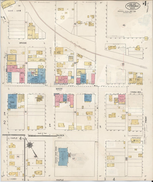 Sanborn Fire Insurance Map from Ferndale, Whatcom County, Washington (1932), Sheet #0004 - Historic Sanborn Fire Insurance Map Print, vintage old map wall art, antique decor, genealogy gift, Washington Washington map