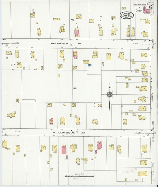 Sanborn Fire Insurance Map from Lowell, Lake County, Indiana (1921), Sheet #0006 - Historic Sanborn Fire Insurance Map Print, vintage old map wall art, antique decor, genealogy gift, Indiana Indiana map