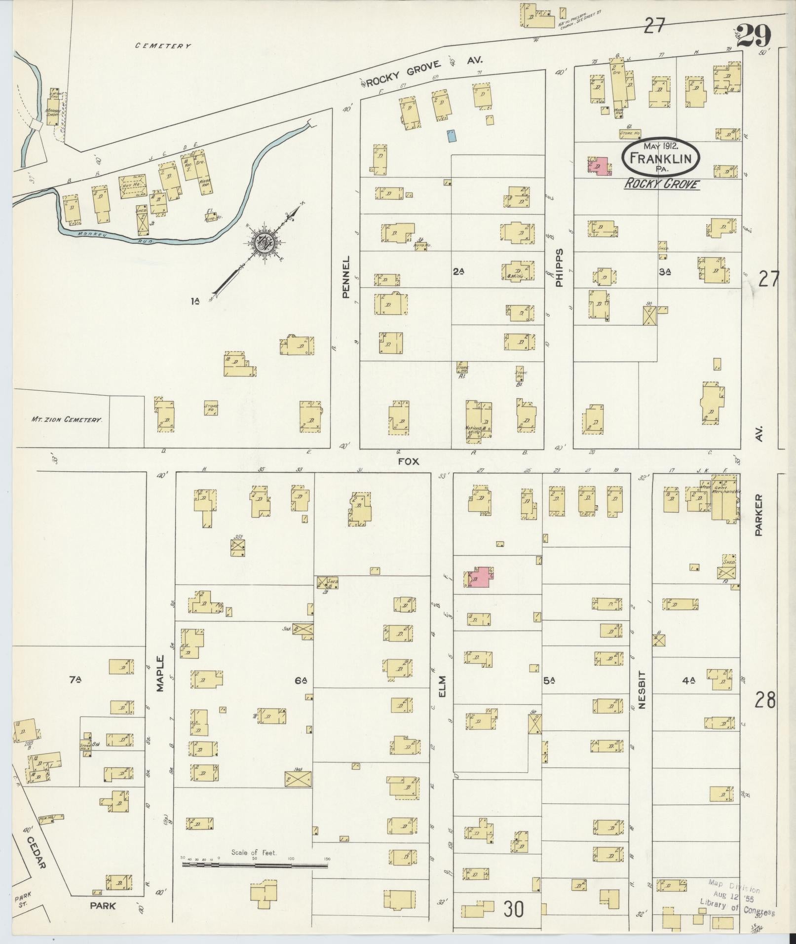 Sanborn Fire Insurance Map from Franklin, Venango County, Pennsylvania (1912), Sheet #0029 - Historic Sanborn Fire Insurance Map Print, vintage old map wall art, antique decor, genealogy gift, Pennsylvania Pennsylvania map