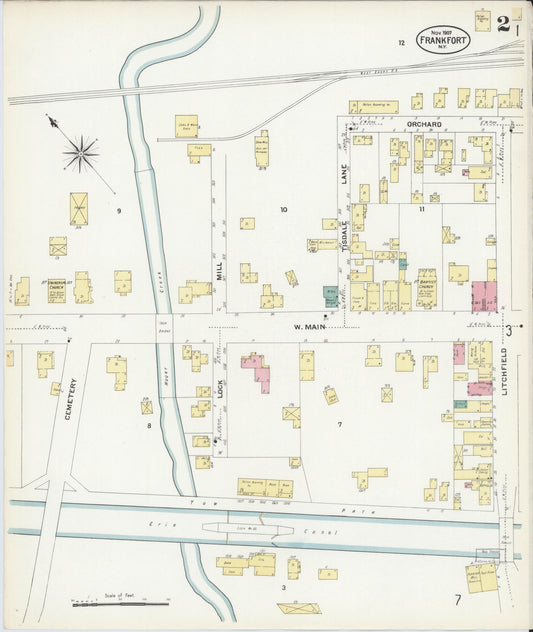 Sanborn Fire Insurance Map from Frankfort, Herkimer County, New York (1907), Sheet #0002 - Historic Sanborn Fire Insurance Map Print, vintage old map wall art, antique decor, genealogy gift, New York New York map
