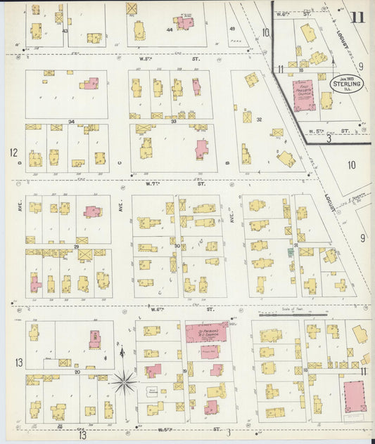 Sanborn Fire Insurance Map from Sterling, Whiteside County, Illinois (1903), Sheet #0011 - Historic Sanborn Fire Insurance Map Print, vintage old map wall art, antique decor, genealogy gift, Illinois Illinois map