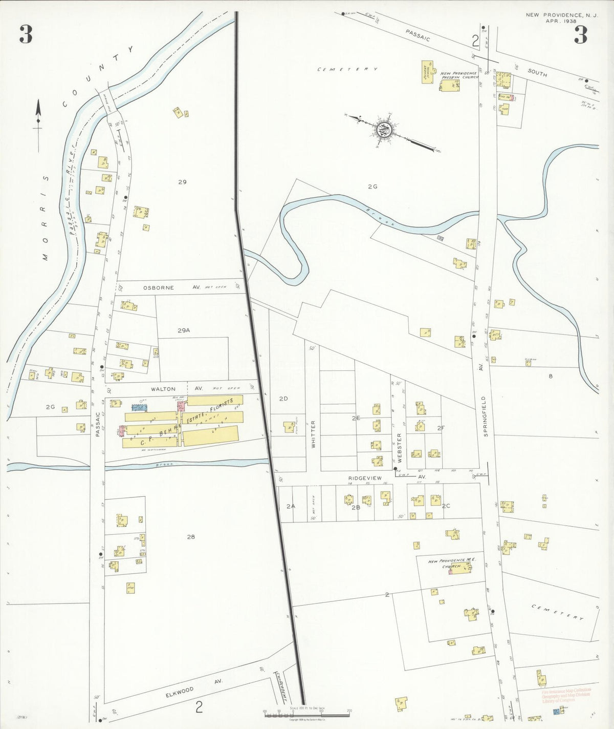 Sanborn Fire Insurance Map from New Providence, Union County, New Jersey (1938), Sheet #0003 - Complete Map Set gallery image, historic Sanborn map, vintage wall art, New Jersey New Jersey