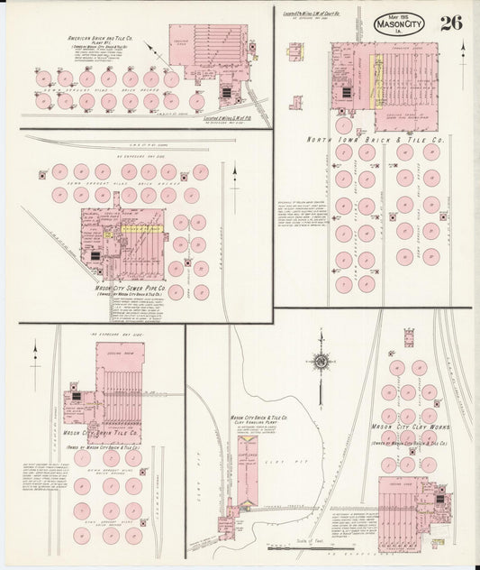 Sanborn Fire Insurance Map from Mason City, Cerro Gordo County, Iowa (1915), Sheet #0026 - Historic Sanborn Fire Insurance Map Print, vintage old map wall art