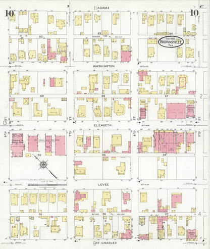 Sanborn Fire Insurance Map from Brownsville, Cameron County, Texas (1926), Sheet #0010 - Historic Sanborn Fire Insurance Map Print, vintage old map wall art, antique decor, genealogy gift, Texas Texas map