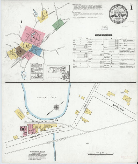 Sanborn Fire Insurance Map from Holliston, Middlesex County, Massachusetts. (1919) – Historic Sanborn Fire Insurance Map Print