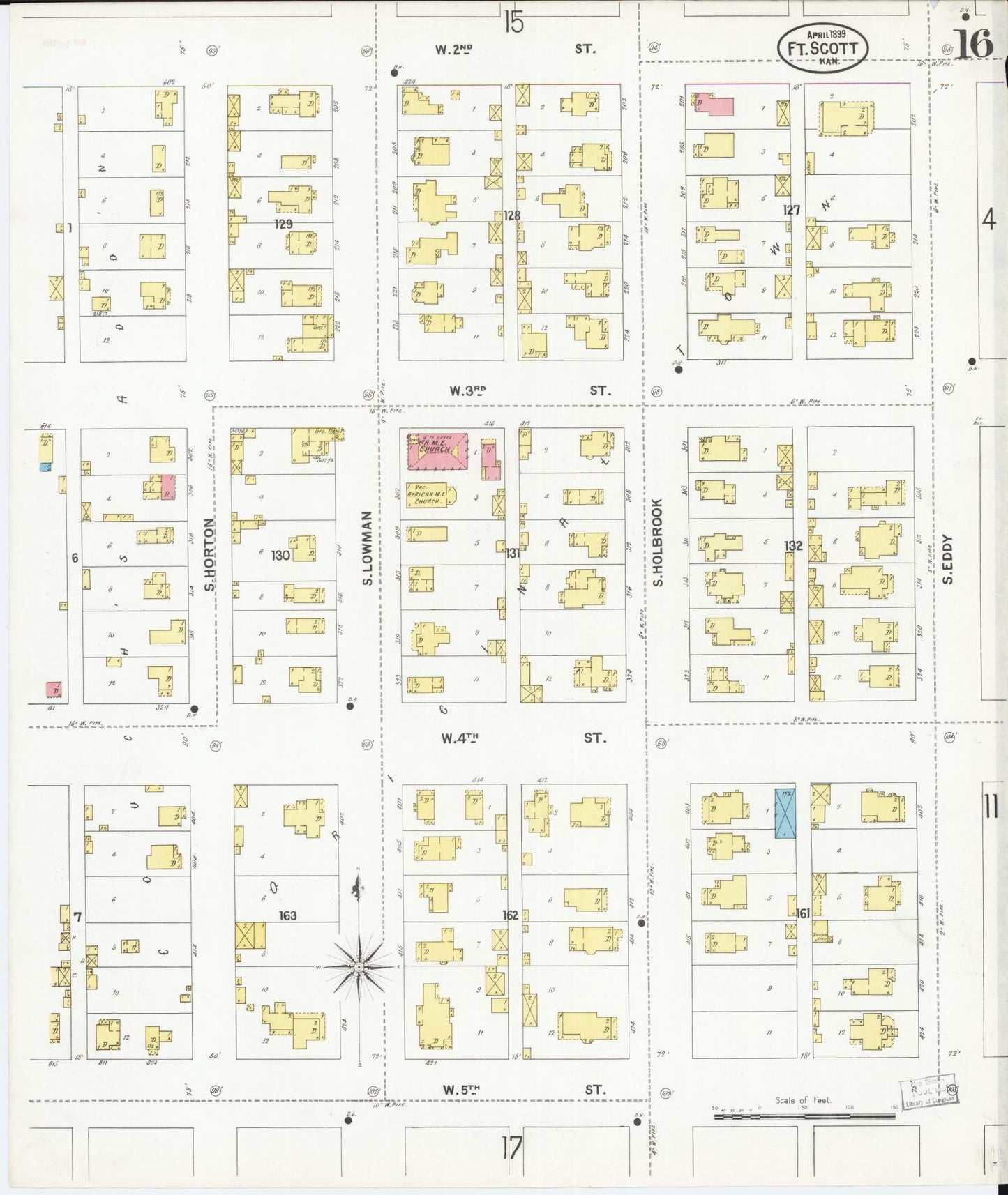 Sanborn Fire Insurance Map from Fort Scott, Bourbon County, Kansas (1899), Sheet #0016 - Complete Map Set gallery image, historic Sanborn map, vintage wall art, Kansas Kansas