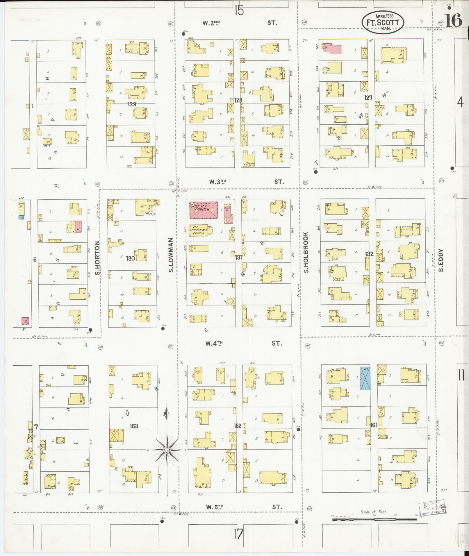 Sanborn Fire Insurance Map from Fort Scott, Bourbon County, Kansas (1899), Sheet #0016 - Complete Map Set gallery image, historic Sanborn map, vintage wall art, Kansas Kansas