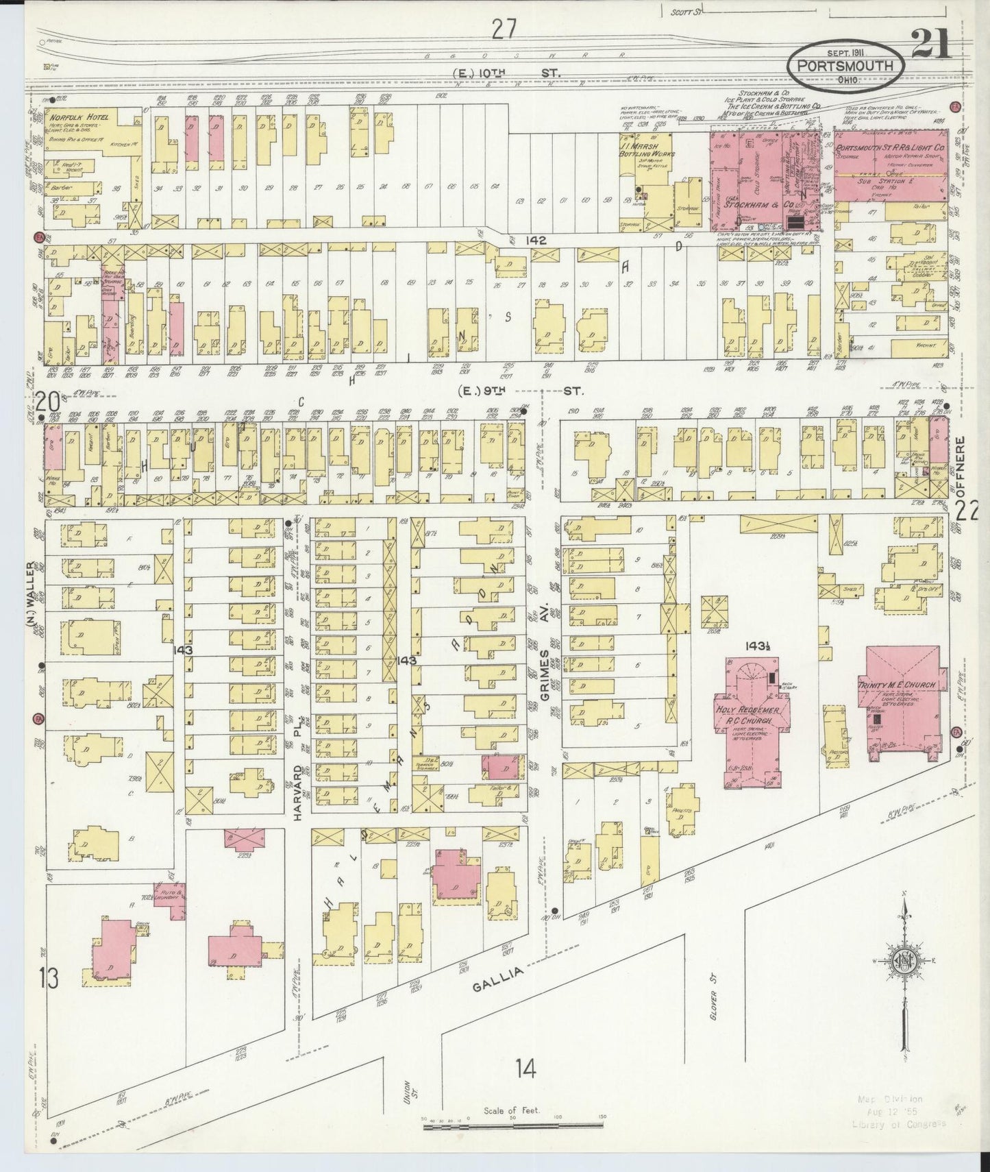 Sanborn Fire Insurance Map from Portsmouth, Scioto County, Ohio (1911), Sheet #0021 - Complete Map Set gallery image, historic Sanborn map, vintage wall art, Ohio Ohio