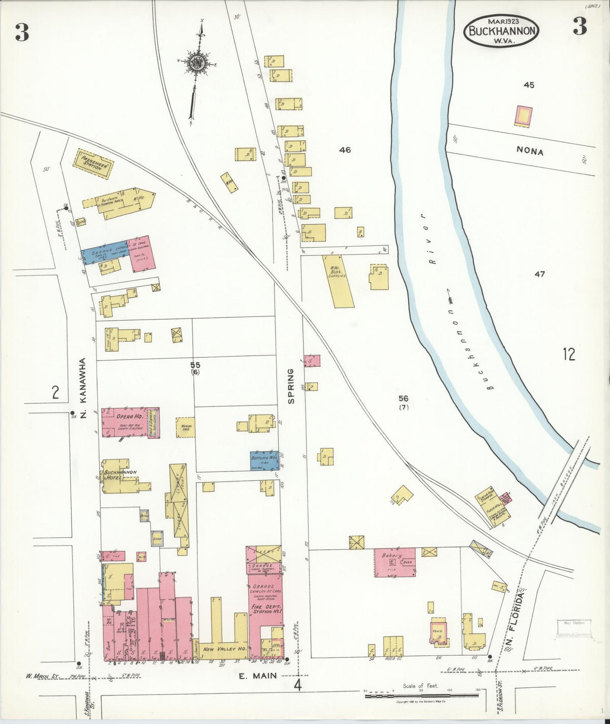 Sanborn Fire Insurance Map from Buckhannon, Upshur County, West Virginia (1923), Sheet #0003 - Complete Map Set gallery image, historic Sanborn map, vintage wall art, West Virginia West Virginia