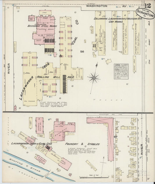 Sanborn Fire Insurance Map from Scranton, Lackawanna County, Pennsylvania (1884), Sheet #0012 - Historic Sanborn Fire Insurance Map Print, vintage old map wall art, antique decor, genealogy gift, Pennsylvania Pennsylvania map