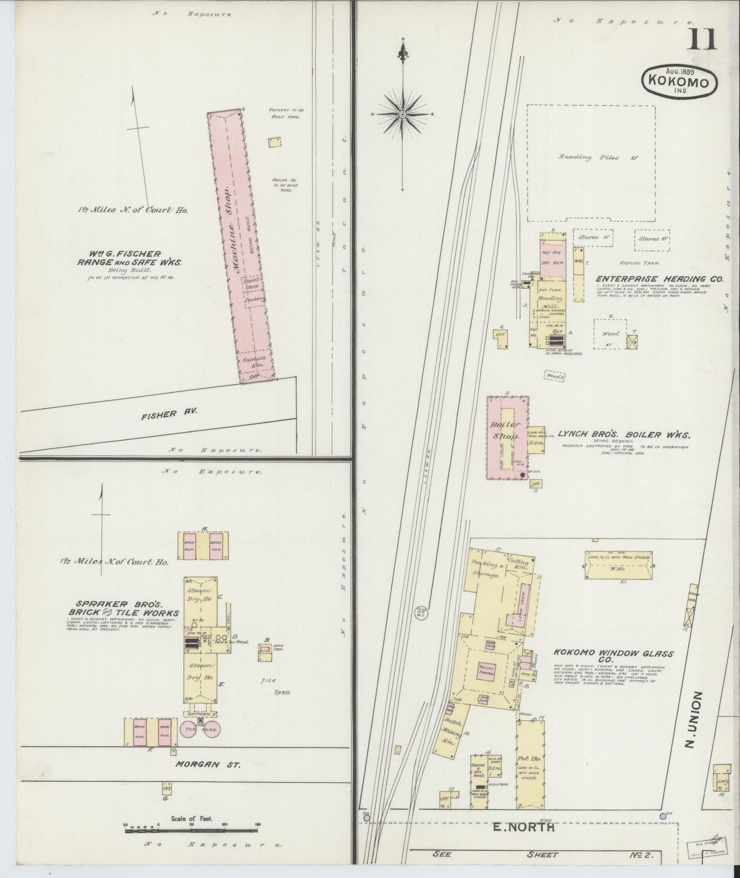 Sanborn Fire Insurance Map from Kokomo, Howard County, Indiana (1889), Sheet #0011 - Complete Map Set gallery image, historic Sanborn map, vintage wall art, Indiana Indiana