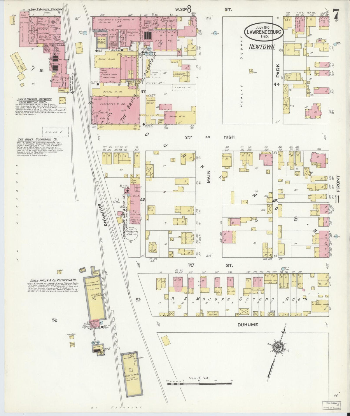 Sanborn Fire Insurance Map from Lawrenceburg, Dearborn County, Indiana (1910), Sheet #0007 - Historic Sanborn Fire Insurance Map Print, vintage old map wall art, antique decor, genealogy gift, Indiana Indiana map