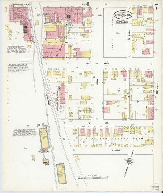 Sanborn Fire Insurance Map from Lawrenceburg, Dearborn County, Indiana (1910), Sheet #0007 - Historic Sanborn Fire Insurance Map Print, vintage old map wall art, antique decor, genealogy gift, Indiana Indiana map