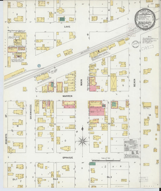 Sanborn Fire Insurance Map from Bancroft, Shiawassee County, Michigan (1899), Sheet #0001 - Historic Sanborn Fire Insurance Map Print, vintage old map wall art, antique decor, genealogy gift, Michigan Michigan map