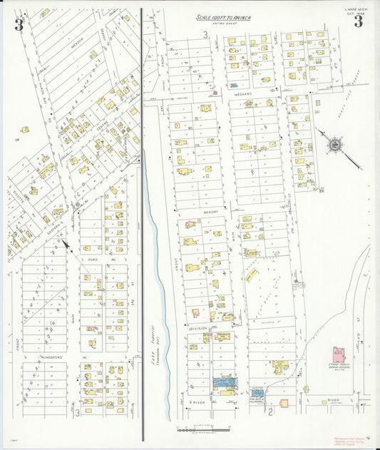 Sanborn Fire Insurance Map from L'Anse, Baraga County, Michigan (1938), Sheet #0003 - Historic Sanborn Fire Insurance Map Print, vintage old map wall art, antique decor, genealogy gift, Michigan Michigan map