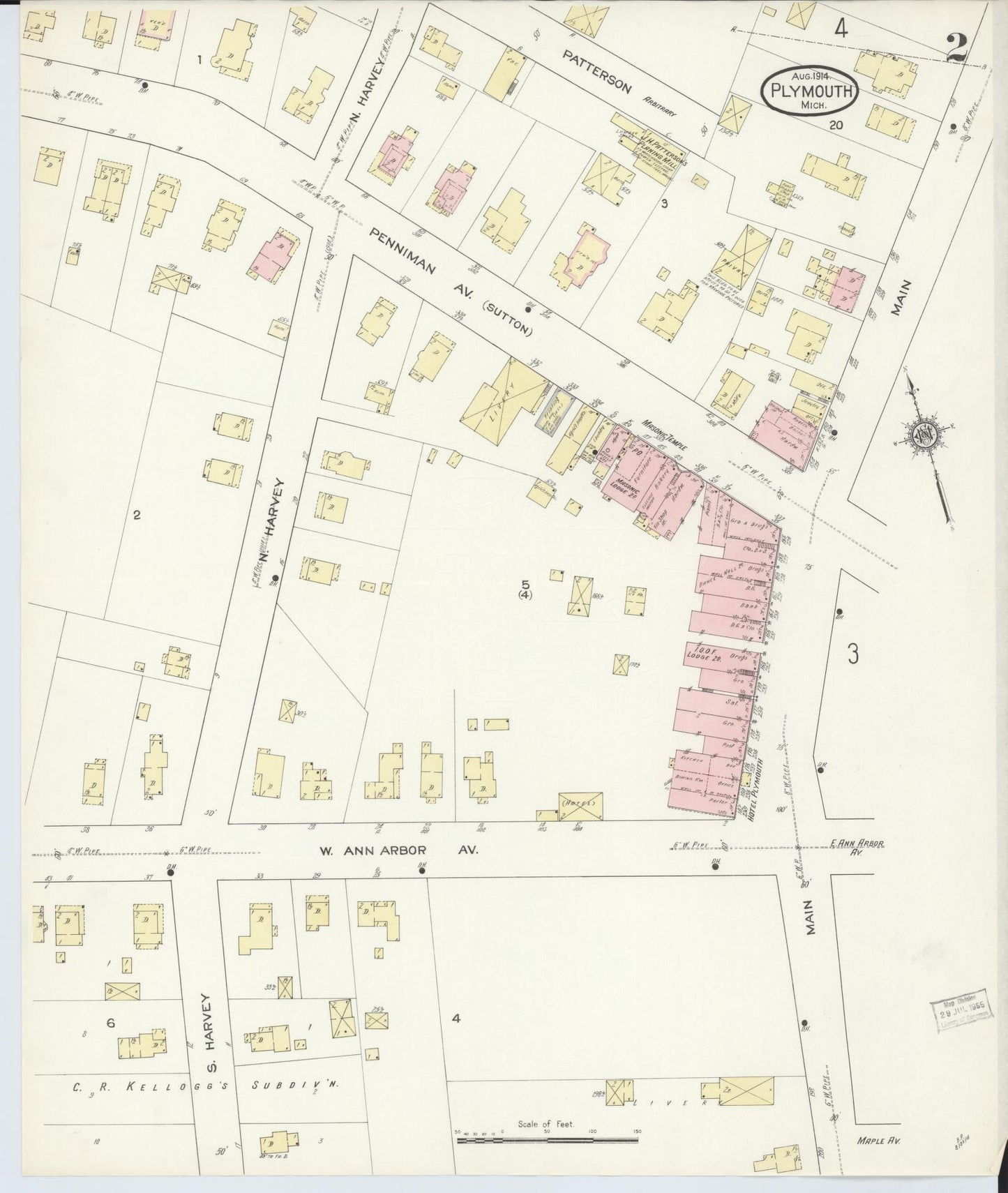 Sanborn Fire Insurance Map from Plymouth, Wayne County, Michigan (1914), Sheet #0002 - Complete Map Set gallery image, historic Sanborn map, vintage wall art, Michigan Michigan