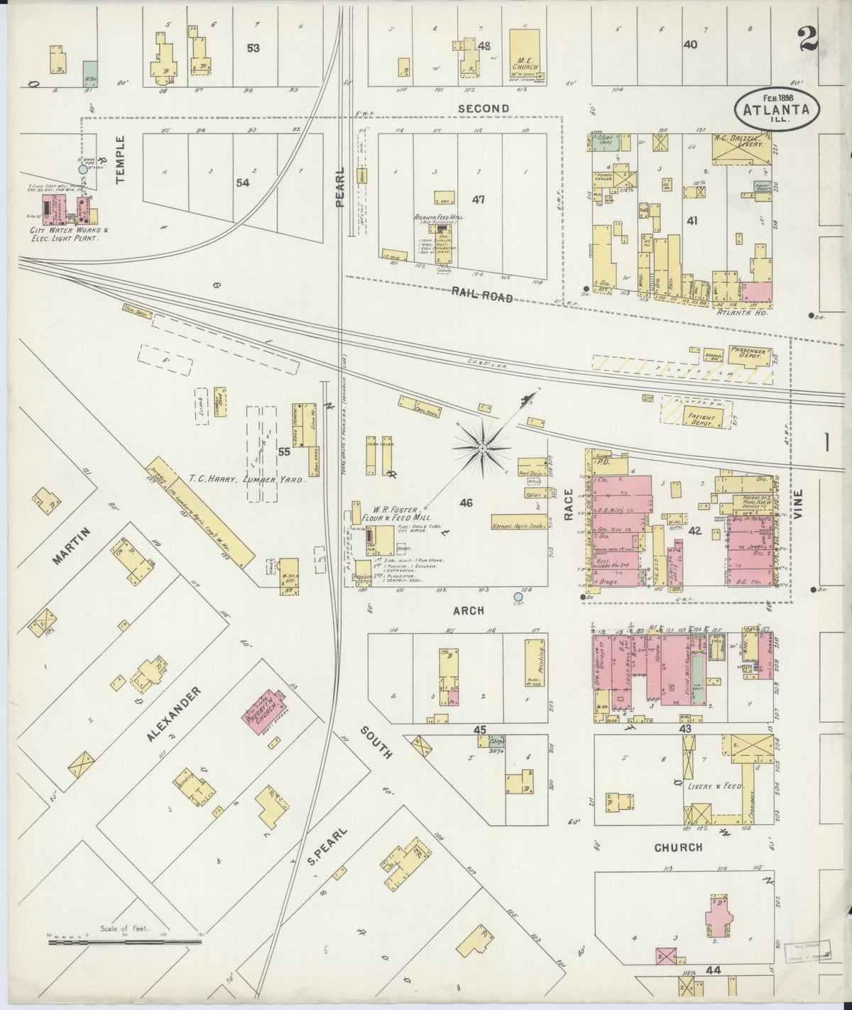 Sanborn Fire Insurance Map from Atlanta, Logan County, Illinois (1898), Sheet #0002 - Historic Sanborn Fire Insurance Map Print, vintage old map wall art, antique decor, genealogy gift, Illinois Illinois map