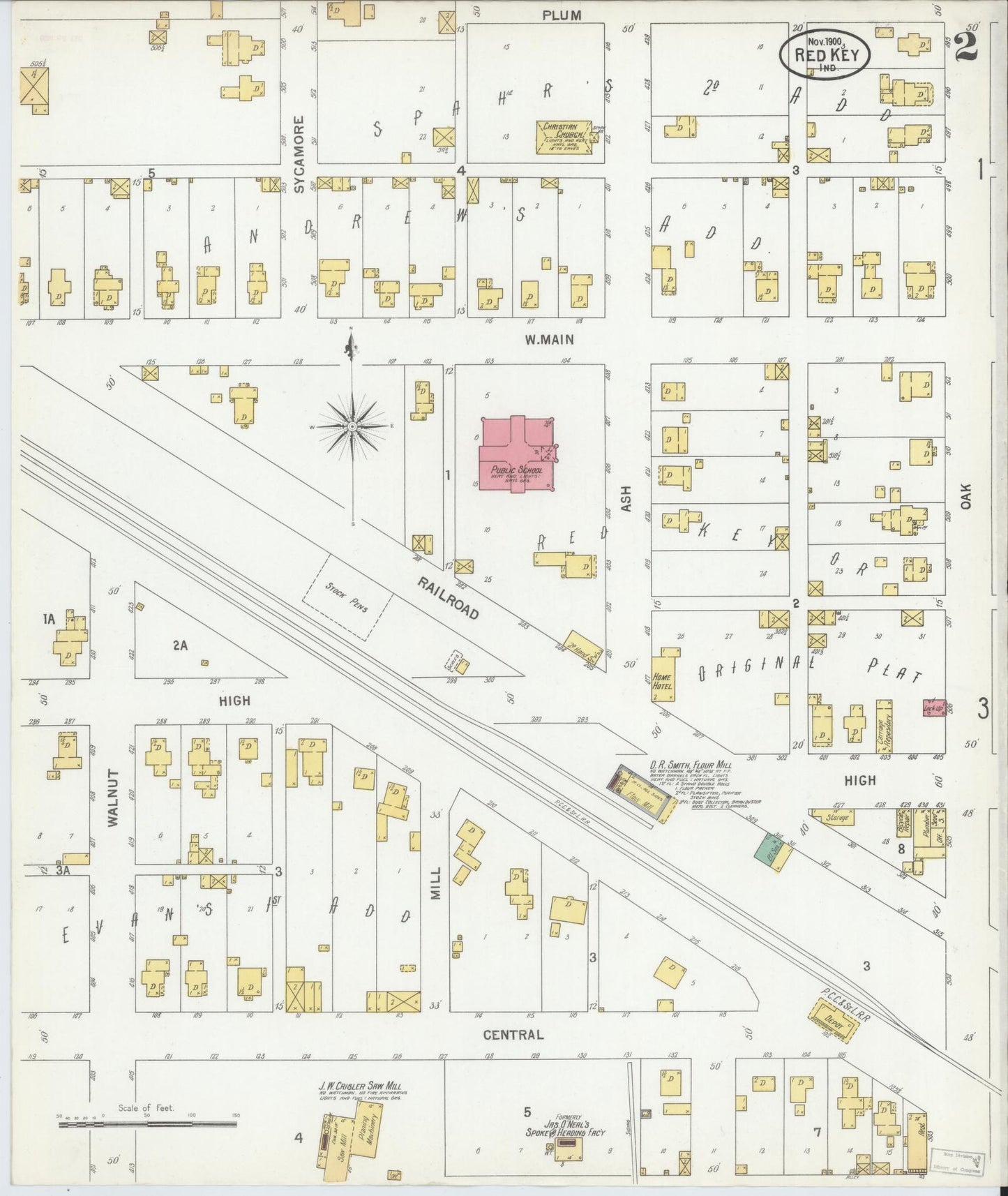 Sanborn Fire Insurance Map from Redkey, Jay County, Indiana (1900), Sheet #0002 - Complete Map Set gallery image, historic Sanborn map, vintage wall art, Indiana Indiana