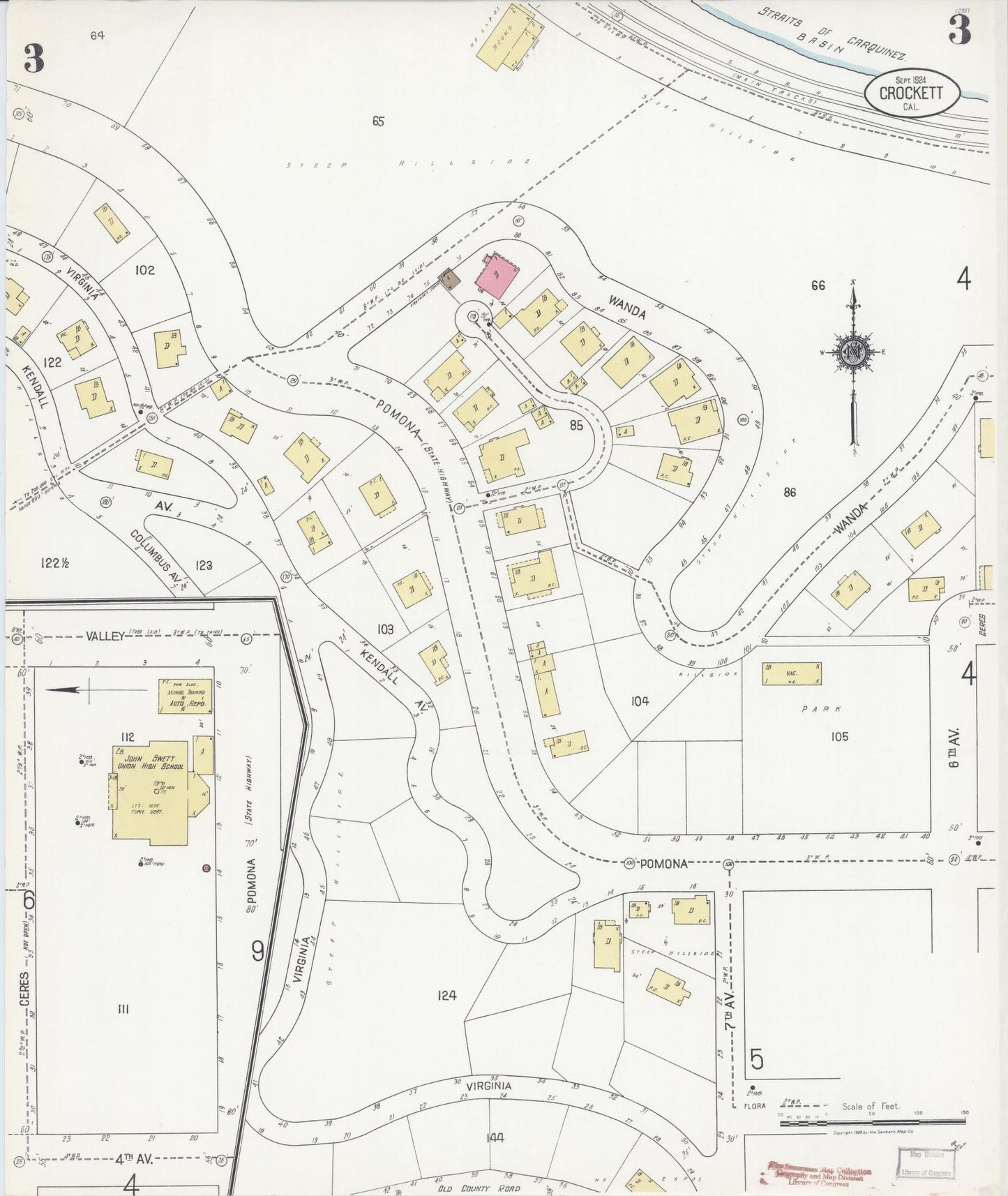 Sanborn Fire Insurance Map from Crockett, Contra Costa County, California (1924), Sheet #0003 - Complete Map Set gallery image, historic Sanborn map, vintage wall art, California California