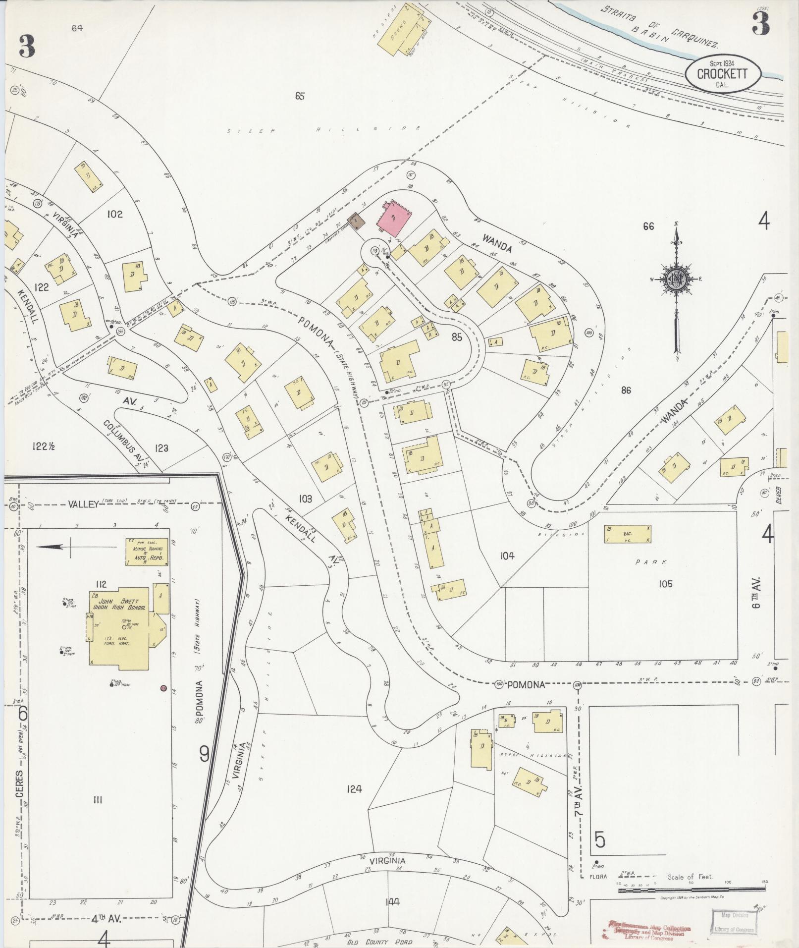 Sanborn Fire Insurance Map from Crockett, Contra Costa County, California (1924), Sheet #0003 - Complete Map Set gallery image, historic Sanborn map, vintage wall art, California California