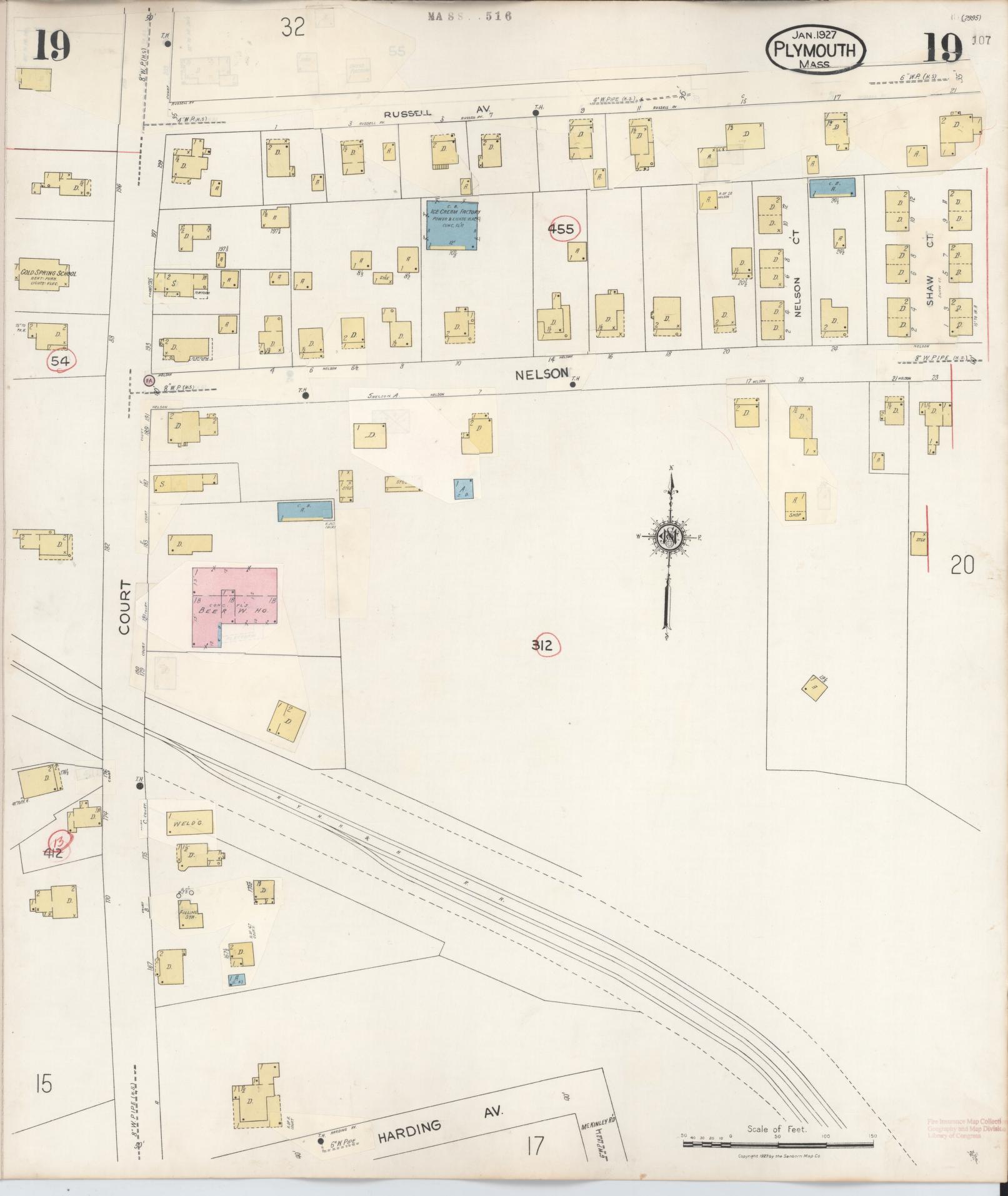 Sanborn Fire Insurance Map from Plymouth, Plymouth County, Massachusetts (1948), Sheet #0019 - Complete Map Set gallery image, historic Sanborn map, vintage wall art, Massachusetts Massachusetts
