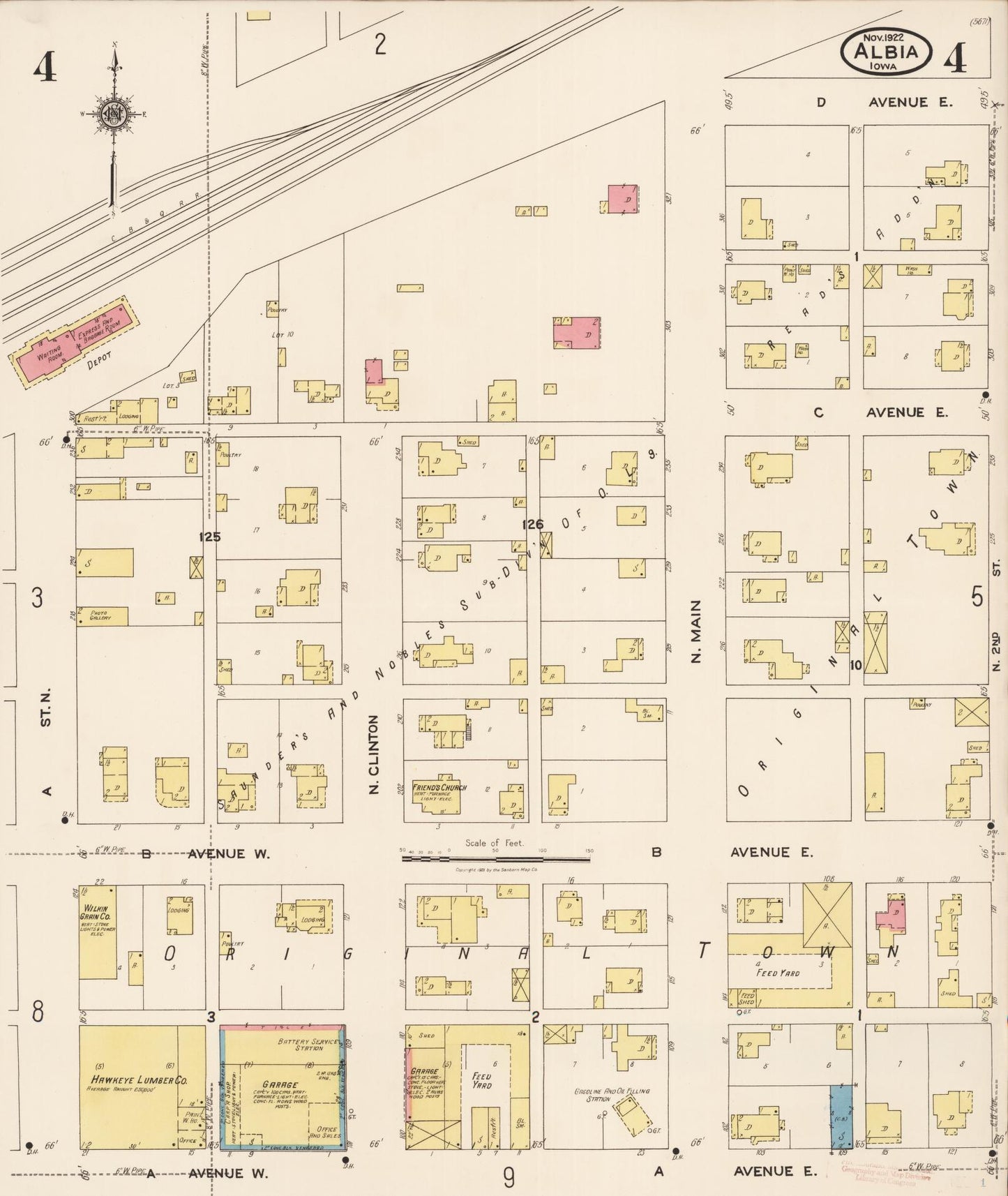 Sanborn Fire Insurance Map from Albia, Monroe County, Iowa (1922), Sheet #0004 - Historic Sanborn Fire Insurance Map Print
