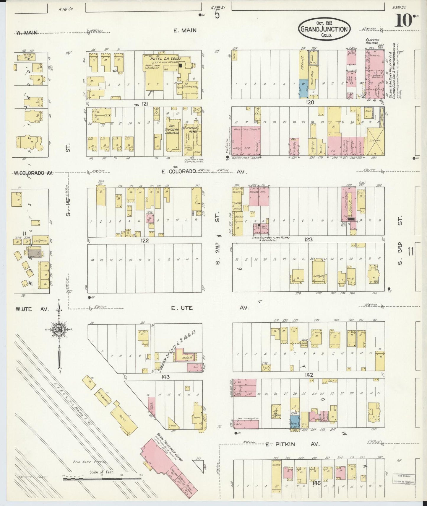 Sanborn Fire Insurance Map from Grand Junction, Mesa County, Colorado (1912), Sheet #0010 - Complete Map Set gallery image, historic Sanborn map, vintage wall art, Colorado Colorado