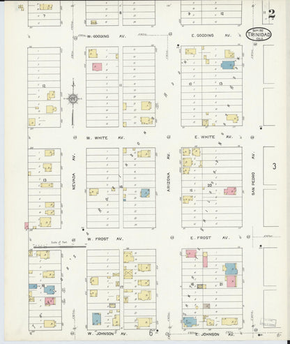 Sanborn Fire Insurance Map from Trinidad, Las Animas County, Colorado (1912), Sheet #0002 - Complete Map Set gallery image, historic Sanborn map, vintage wall art, Colorado Colorado