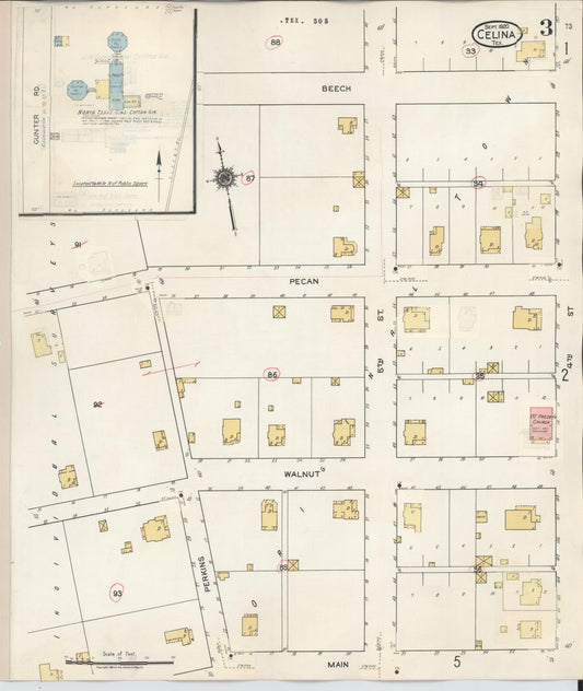 Sanborn Fire Insurance Map from Celina, Collin County, Texas (1944), Sheet #0003 - Historic Sanborn Fire Insurance Map Print, vintage old map wall art, antique decor, genealogy gift, Texas Texas map