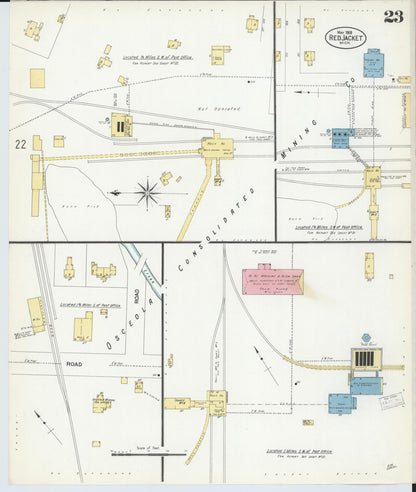 Sanborn Fire Insurance Map from Red Jacket, Houghton County, Michigan (1908), Sheet #0023 - Historic Sanborn Fire Insurance Map Print, vintage old map wall art, antique decor, genealogy gift, Michigan Michigan map