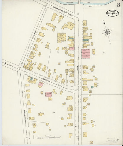 Sanborn Fire Insurance Map from Hallstead, Susquehanna County, Pennsylvania (1904), Sheet #0003 - Complete Map Set gallery image, historic Sanborn map, vintage wall art, Pennsylvania Pennsylvania