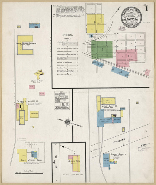 Sanborn Fire Insurance Map from Altavista, Campbell County, Virginia. (1910) – Historic Sanborn Fire Insurance Map Print