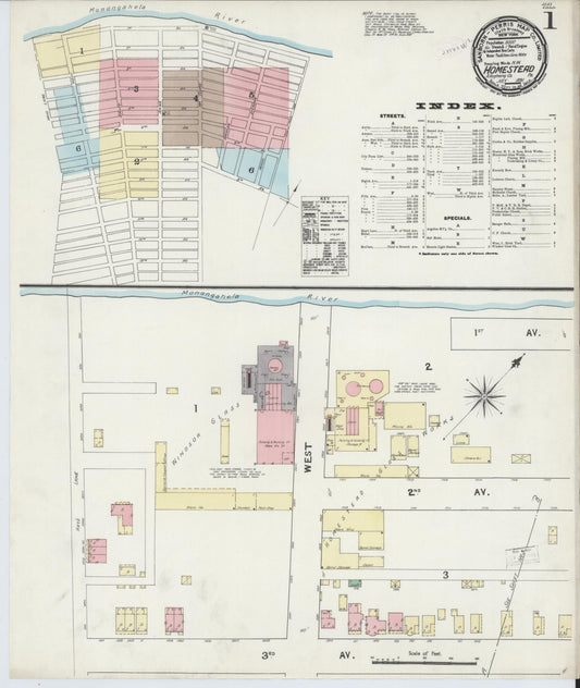 Sanborn Fire Insurance Map from Homestead, Allegheny County, Pennsylvania (1891), Sheet #0001 - Complete Map Set gallery image, historic Sanborn map, vintage wall art, Pennsylvania Pennsylvania