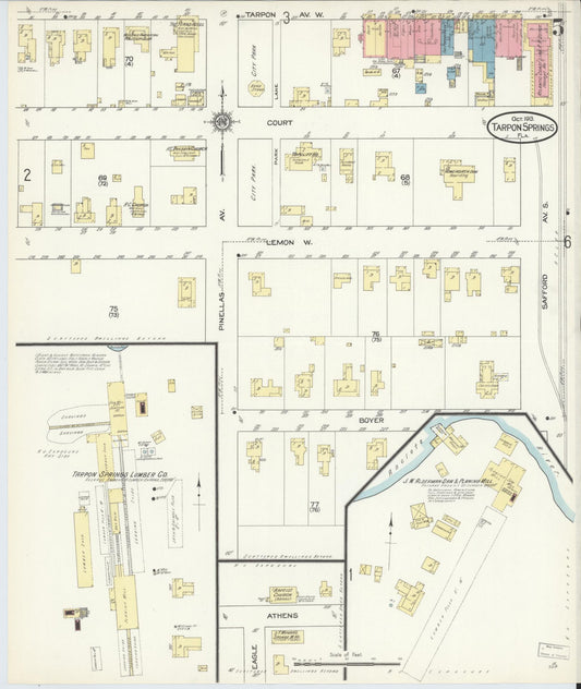Sanborn Fire Insurance Map from Tarpon Springs, Pinellas County, Florida (1913), Sheet #0005 - Historic Sanborn Fire Insurance Map Print, vintage old map wall art, antique decor, genealogy gift, Florida Florida map