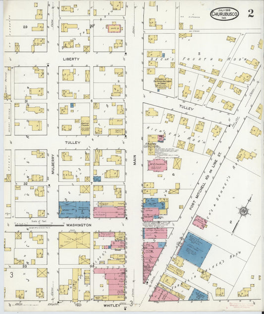 Sanborn Fire Insurance Map from Churubusco, Whitley County, Indiana (1919), Sheet #0002 - Historic Sanborn Fire Insurance Map Print, vintage old map wall art, antique decor, genealogy gift, Indiana Indiana map