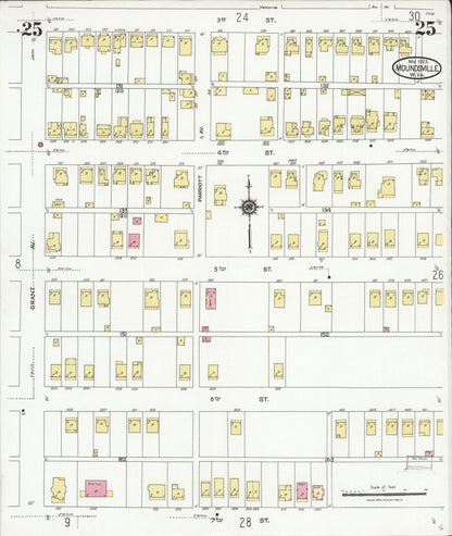 Sanborn Fire Insurance Map from Moundsville, Marshall County, West Virginia (1923), Sheet #0025 - Complete Map Set gallery image, historic Sanborn map, vintage wall art, West Virginia West Virginia