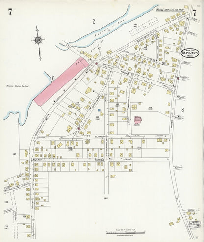 Sanborn Fire Insurance Map from Maynard, Middlesex County, Massachusetts (1924), Sheet #0007 - Complete Map Set gallery image, historic Sanborn map, vintage wall art, Massachusetts Massachusetts