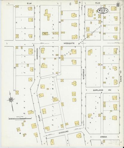 Sanborn Fire Insurance Map from West, McLennan County, Texas (1921), Sheet #0008 - Complete Map Set gallery image, historic Sanborn map, vintage wall art, Texas Texas